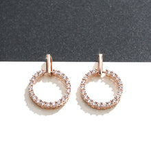 Load image into Gallery viewer, Gold Plated Zircon Circular Stud Earrings
