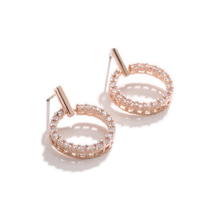 Gold Plated Zircon Circular Stud Earrings