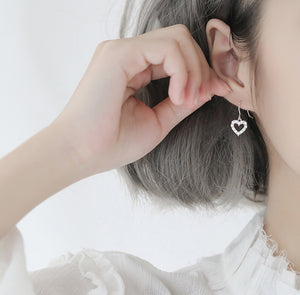 Diamante Heart Shape Short Drop Earrings