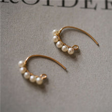 Load image into Gallery viewer, Gold Plated Pearls C Shape Handmade Huggie Earrings
