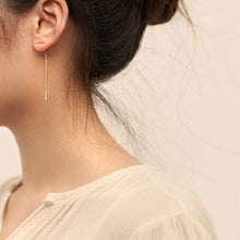 Load image into Gallery viewer, Gold Plated T Shape Chain Thread Through Earrings
