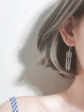 Load image into Gallery viewer, Silver Tassel Ethnic Drop Earrings
