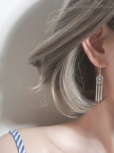 Silver Tassel Ethnic Drop Earrings