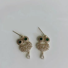 Load image into Gallery viewer, Fashion Owl 14K Gold Plated Zircon Drop Earrings
