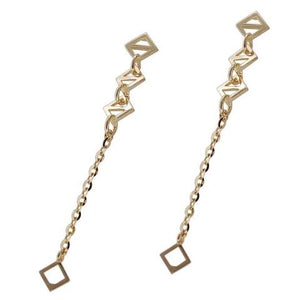Diamond Shape Tassel Gold Plated Earrings