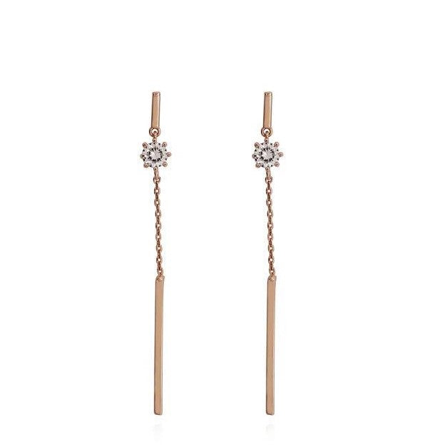 Long Diamante Chain Tassel Earrings