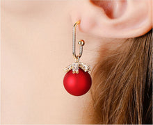 Load image into Gallery viewer, Red and White Chritsmas Bauble Drop Earrings
