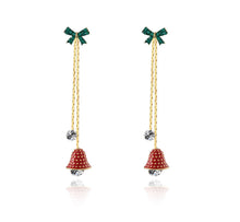 Load image into Gallery viewer, Gold Plated Silver Red and Green Christmas Bell Drop Earrings
