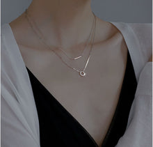 Load image into Gallery viewer, Gold Plated Silver Double Layer Geometric Choker Necklace
