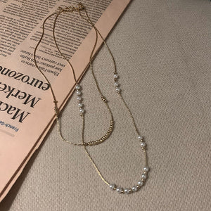 Mini Pearl Double Chain Necklace Choker