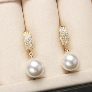 Pearl Jewellery Set with Pearl Pendant and Earrings and Ring for Brides Gold Wedding Earrings