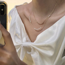 Load image into Gallery viewer, Mini Pearl Double Chain Necklace Choker
