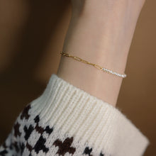 Load image into Gallery viewer, 14K Gold Plated Silver Chain and Mini Pearl Bracelet

