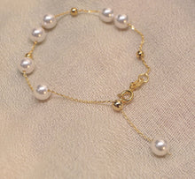Load image into Gallery viewer, 18K Gold Plated Silver Pearl Bead Bracelet Size Adjustable
