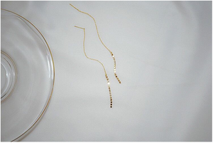 Gold Plated Chain Thread Through Earring