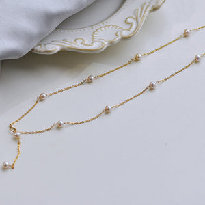 Elegant Mini Star Freshwater Pearl Necklace Choker 14 K Gold Plated Silver