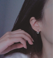 Load image into Gallery viewer, Silver Mini Diamante Circle Drop Earring
