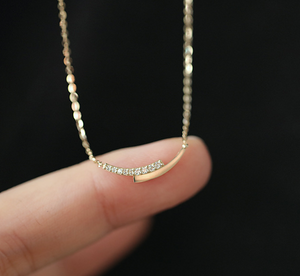 Gold Plated Diamante Mini Curve Necklace