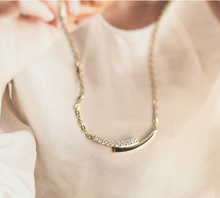 Load image into Gallery viewer, Gold Plated Diamante Mini Curve Necklace
