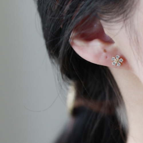 Daisy Zircon Crystal Silver Stud Earring