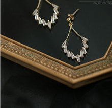 Load image into Gallery viewer, Fashion Design Gold Plated Silver Diamond Shape Drop Earrings with Zircon Crystal
