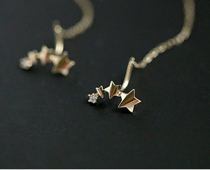 Gold Plated Silver Stars Crawler Cuff Earring